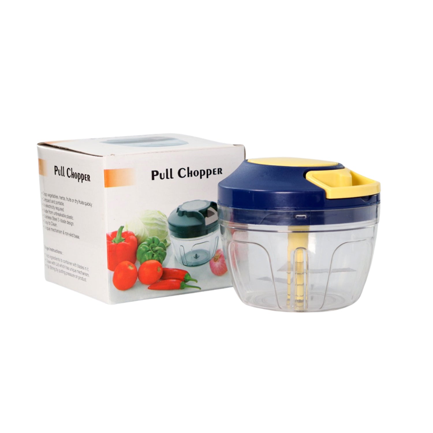Multi-blade chopper for effortless vegetable and fruit preparation Multi-blade chopper for effortless vegetable and fruit preparation